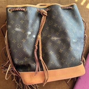 Louis Vuitton Noe vintage boho bag with added fringe